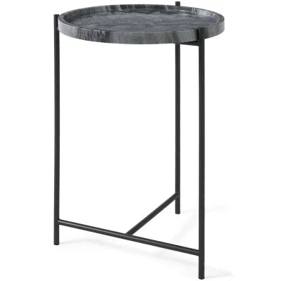 GREY MARBLE ROUND ACCENT TABLE