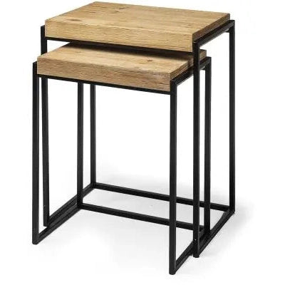 SET OF 2 LIGHT BROWN ACCENT TABLES