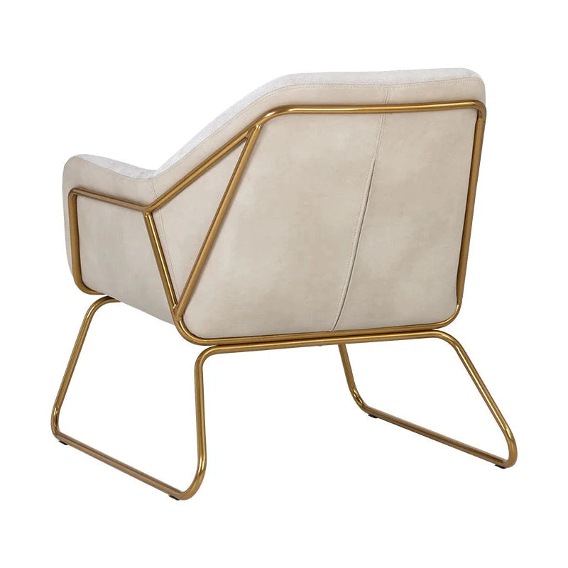 WATTS CREAM FABRIC & LEATHER LOUNGE CHAIR