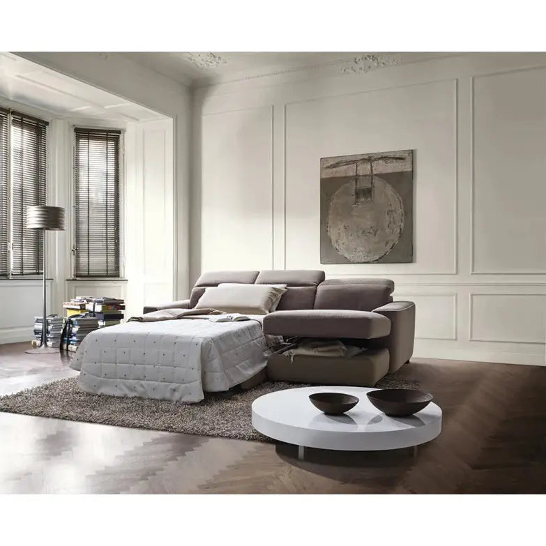 DIESIS GREY LEATHER QUEEN SOFABED SECTIONAL
