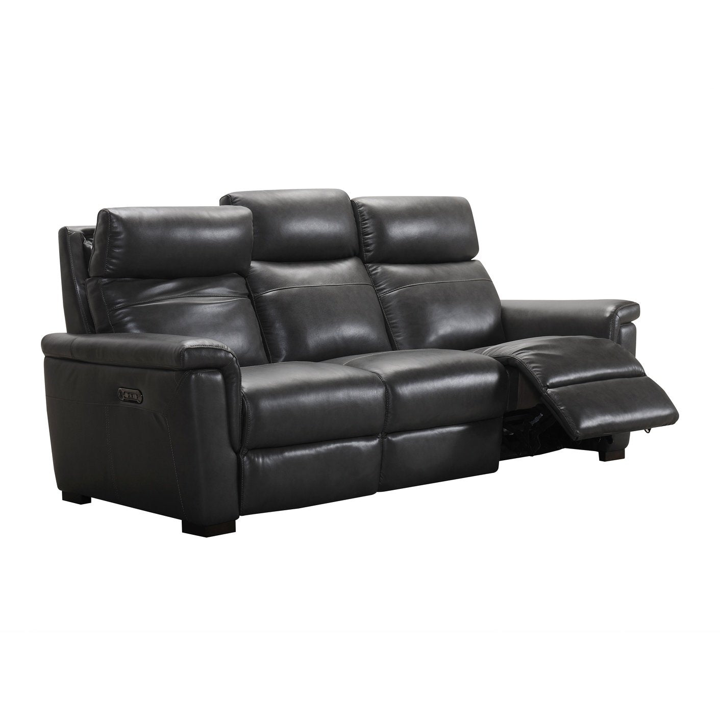 GREY LEATHER RECLINING SOFA