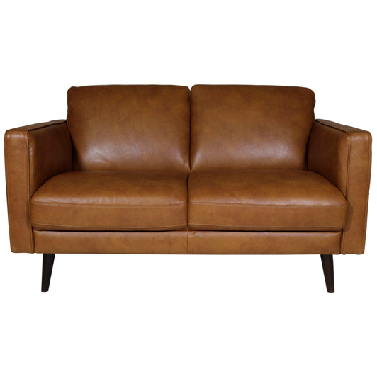 DESTREZZA CARAMEL LEATHER LOVESEAT