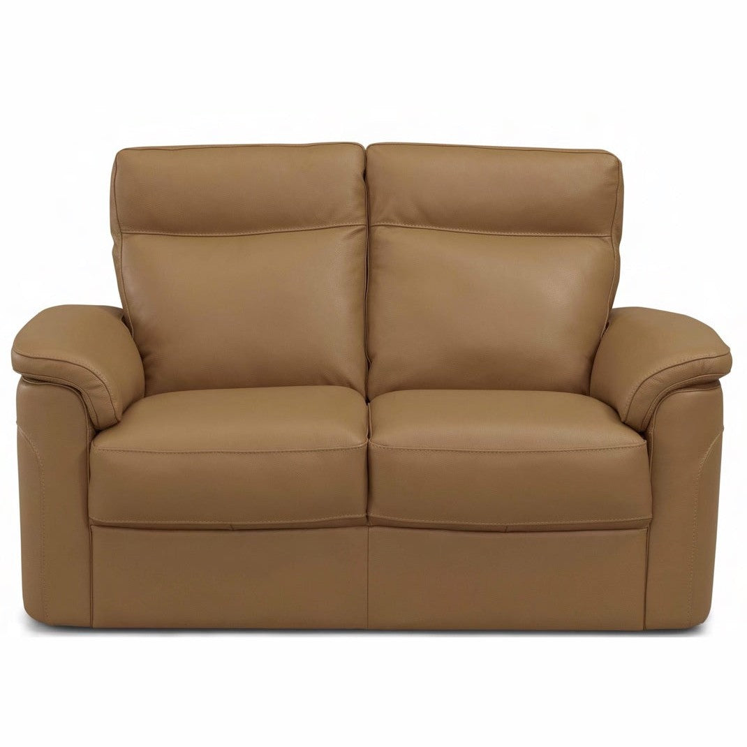 ARGENTA CAMEL LEATHER MOTION LOVESEAT