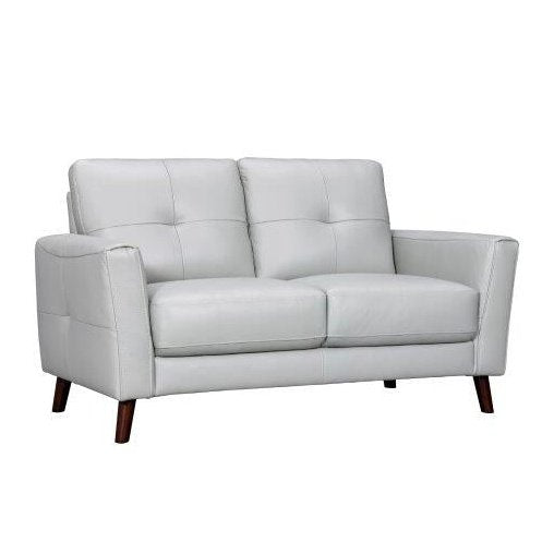 LIGHT GREY LEATHER LOVESEAT