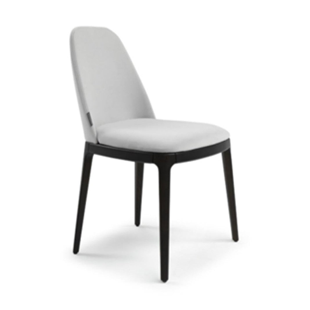 NIRVANA WHITE LEATHER DINING CHAIR WITH DARK ASH LEGS