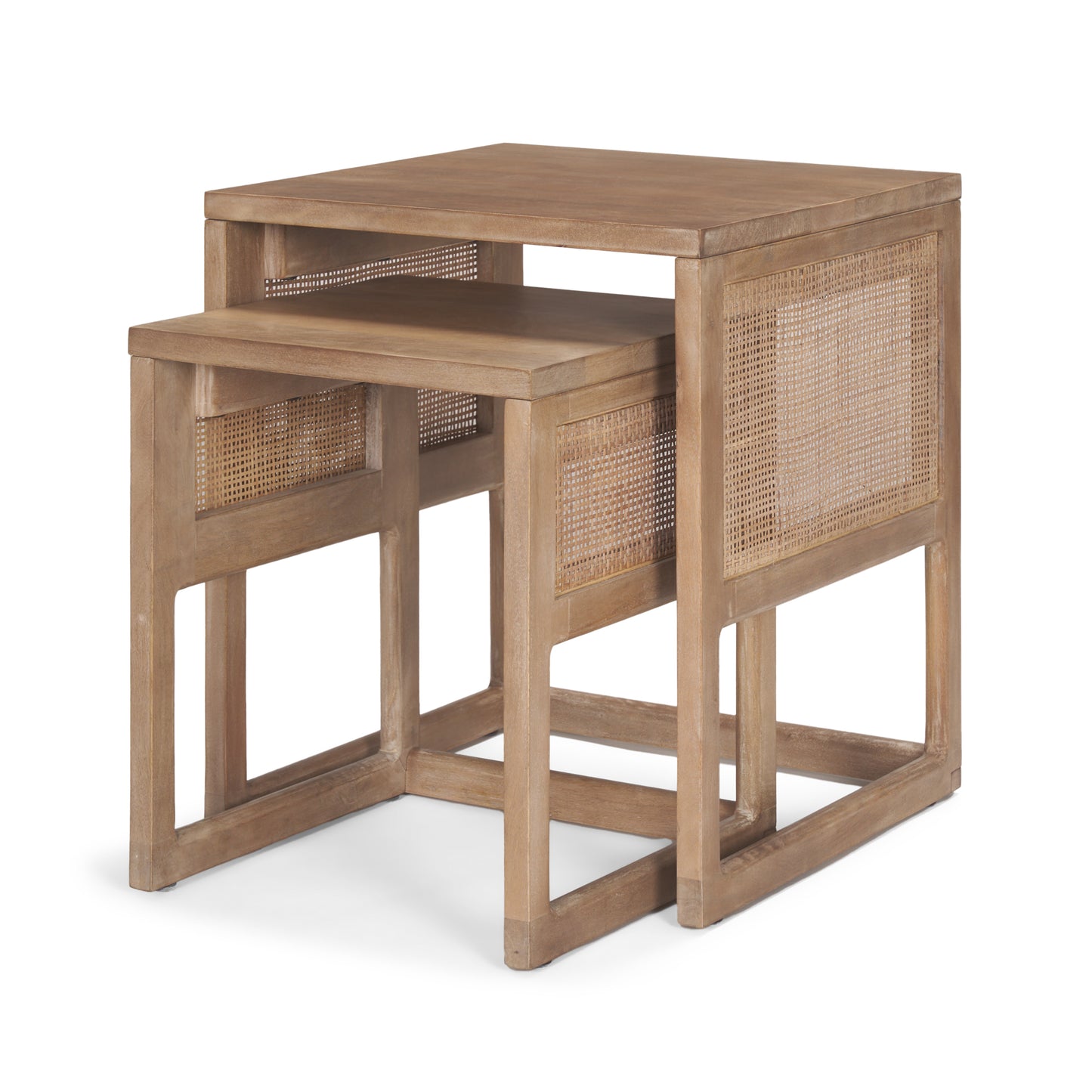 SET OF 2 LIGHT BROWN ACCENT TABLES