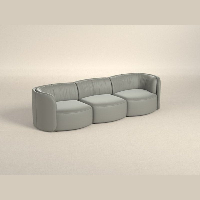 DEEP LIGHT GREY LEATHER SOFA