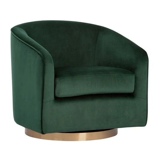 HAZEL EMERALD VELVET SWIVEL LOUNGE CHAIR