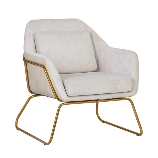 WATTS CREAM FABRIC & LEATHER LOUNGE CHAIR