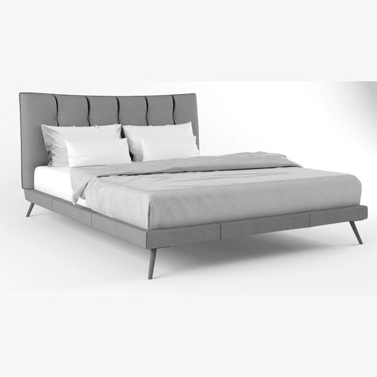 GALATICO QUEEN LIGHT GREY LEATHER BED