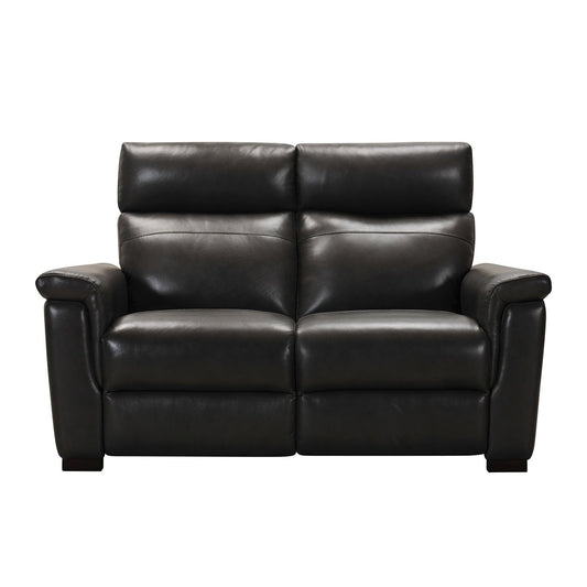 GREY LEATHER RECLINING LOVESEAT