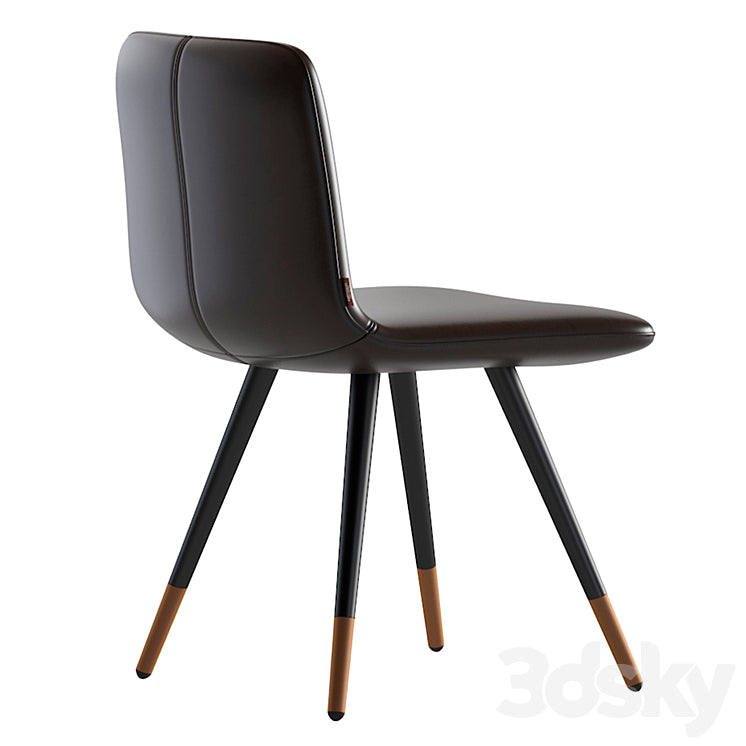 SLANCIO BLACK LEATHER DINING CHAIR