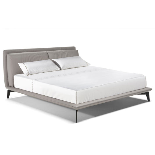 GIUNCA QUEEN LIGHT GREY LEATHER BED
