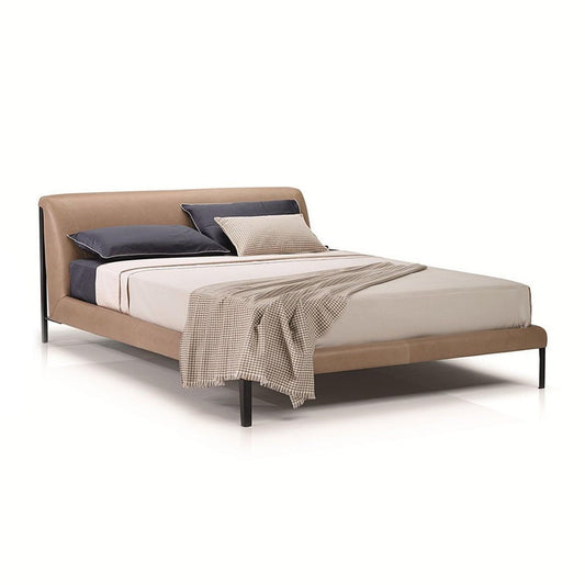 DIAMANTE DARK GREY QUEEN LEATHER BED