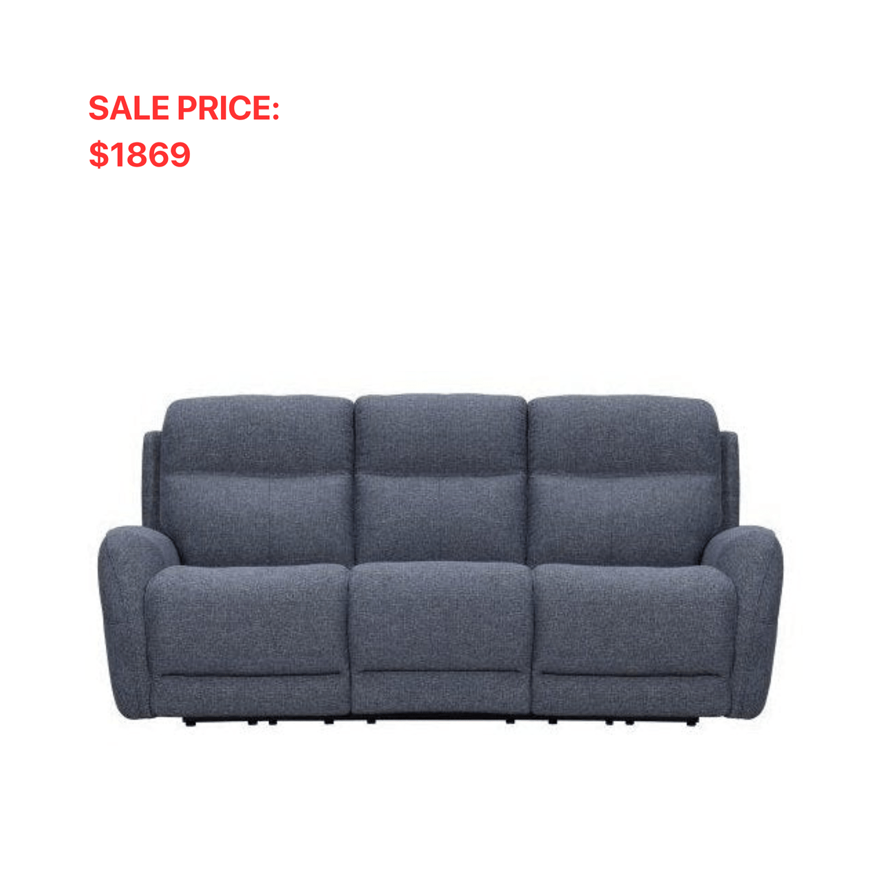 CHARCOAL RECLINING FABRIC SOFA