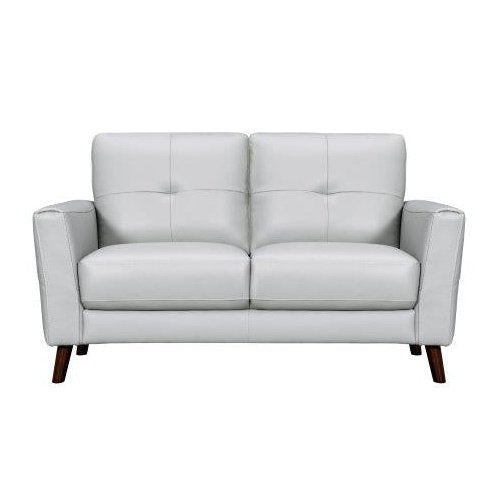 LIGHT GREY LEATHER LOVESEAT