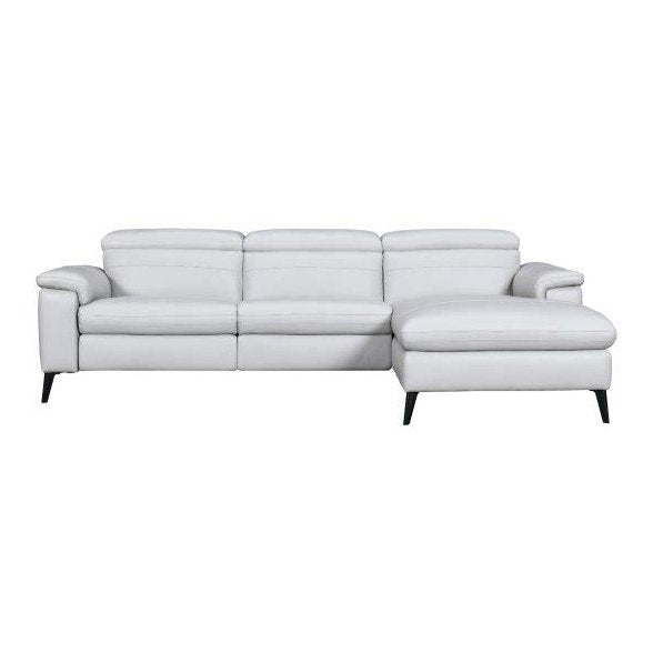 LIGHT GREY LEATHER RECLINING SECTIONAL