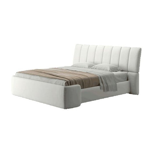 BRIQ WHITE QUEEN LEATHER BED