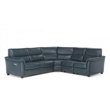 ASTUZIA NAVY LEATHER MOTION SECTIONAL