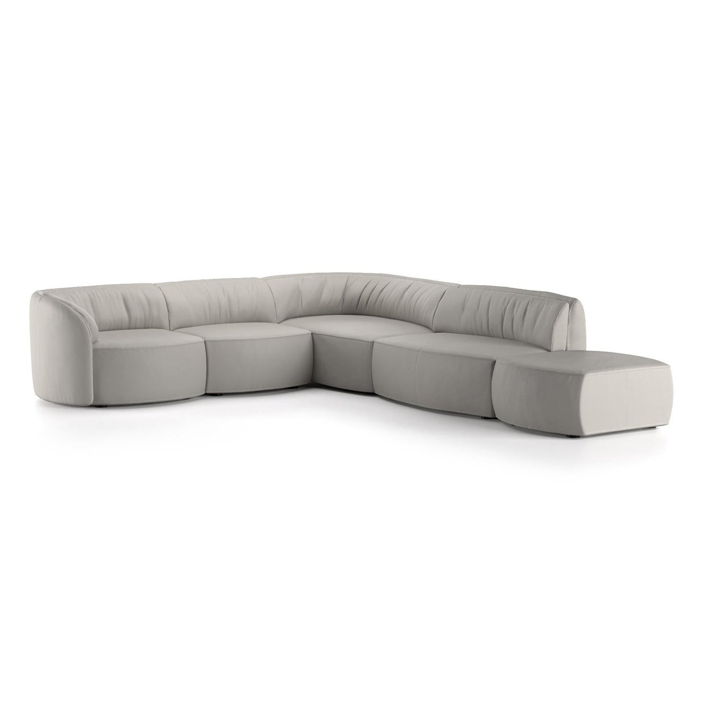 DEEP LIGHT GREY LEATHER SECTIONAL