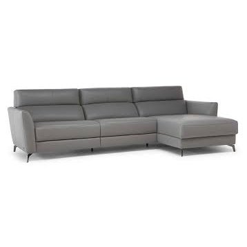 STAN LIGHT GREY LEATHER RECLINING SECTIONAL