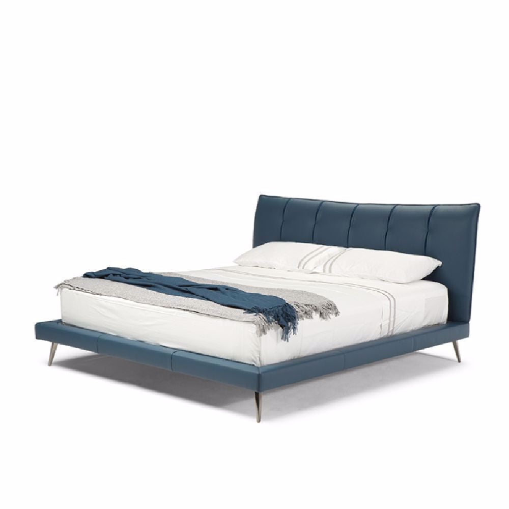 GALATICO KING LIGHT GREY LEATHER BED