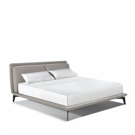 GIUNCA KING LIGHT GREY LEATHER BED