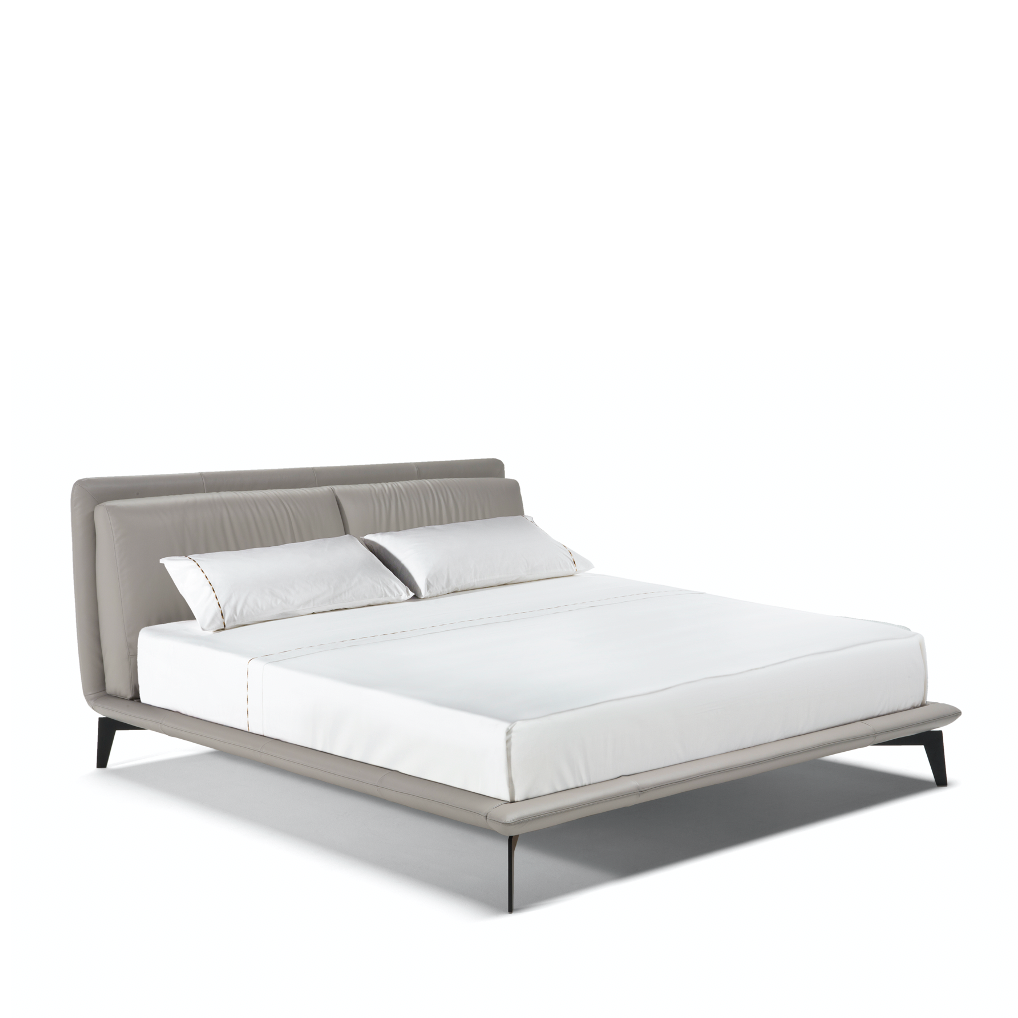 GIUNCA KING LIGHT GREY LEATHER BED